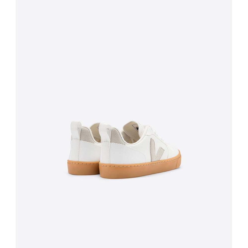 White/Beige Kids' Veja V-10 CWL Sneakers | AU 837ILH